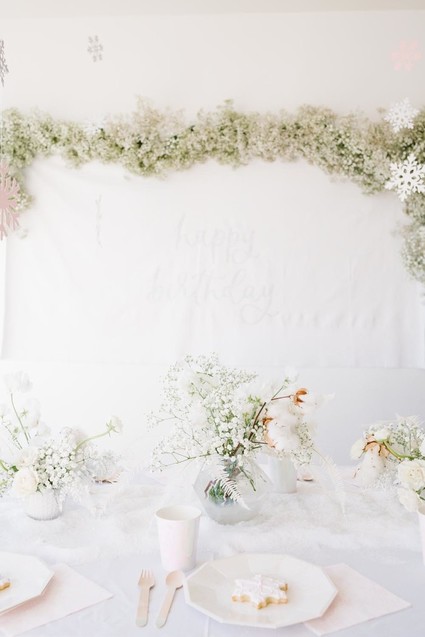 All white arctic wonderland 7th birthday party Inspiration