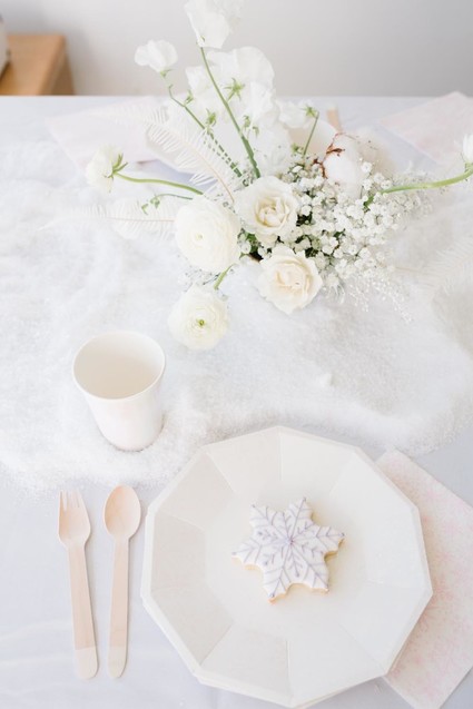 All white arctic wonderland 7th birthday party Inspiration