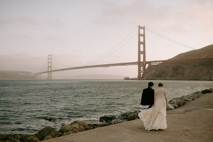 Organic same-sex wedding at Cavallo Point in San Francisco with the couple's children