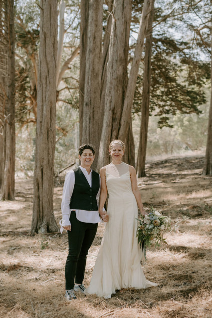 Organic same-sex wedding at Cavallo Point in San Francisco with the couple's children