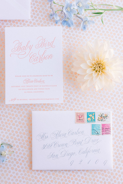 All white gender surprise beach baby shower in La Jolla