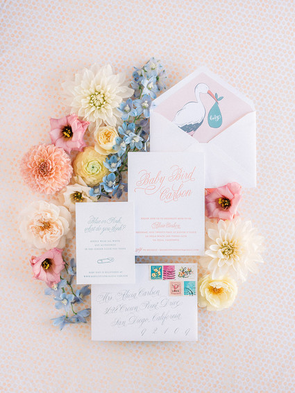 All white gender surprise beach baby shower in La Jolla