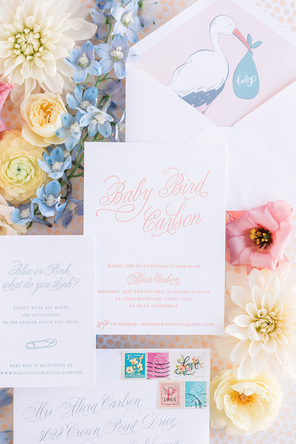 All white gender surprise beach baby shower in La Jolla