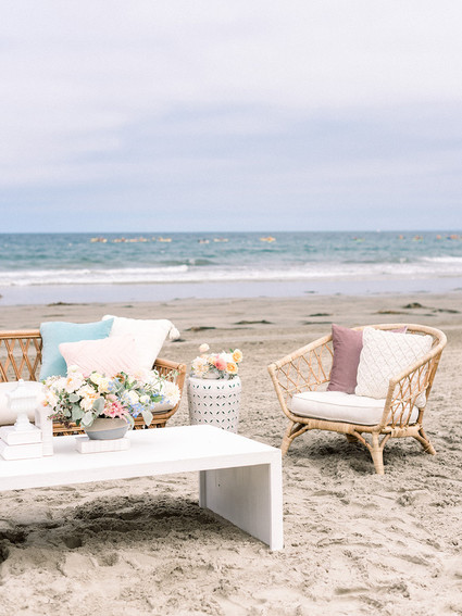 All white gender surprise beach baby shower in La Jolla