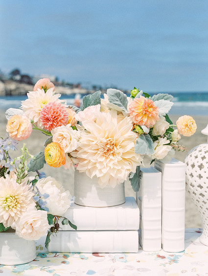 All white gender surprise beach baby shower in La Jolla