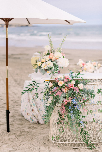 All white gender surprise beach baby shower in La Jolla
