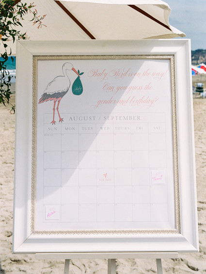 All white gender surprise beach baby shower in La Jolla