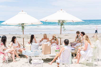All white gender surprise beach baby shower in La Jolla