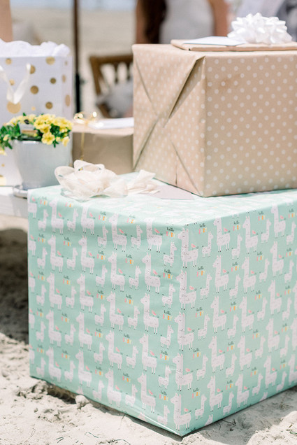 All white gender surprise beach baby shower in La Jolla