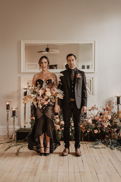 moody fall wedding inspiration with shades of coral and rust