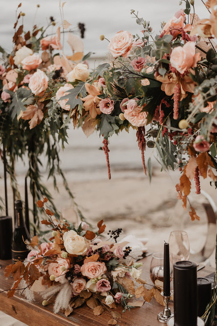 moody fall wedding inspiration with shades of coral and rust
