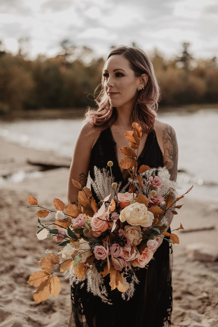moody fall wedding inspiration with shades of coral and rust