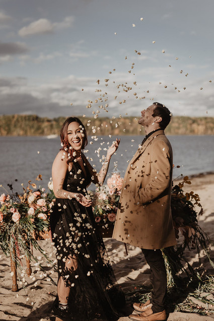 moody fall wedding inspiration with shades of coral and rust