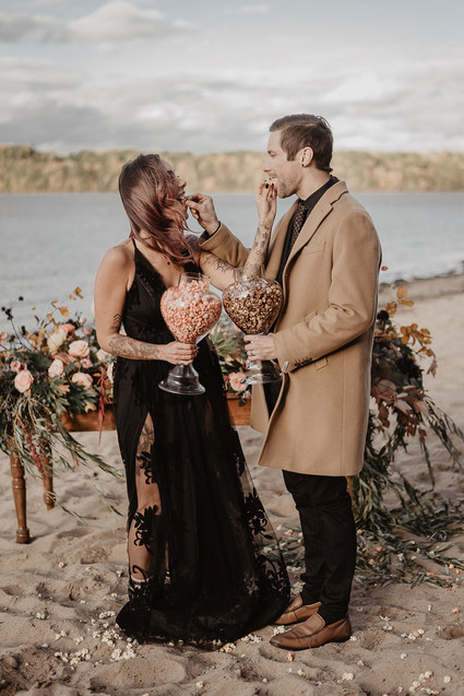 moody fall wedding inspiration with shades of coral and rust
