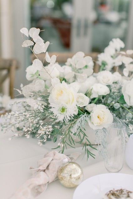 All white winter bridal shower for a destination wedding in Mexico