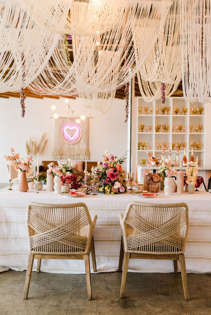 Coral and peach Galentine's party at Festoon LA