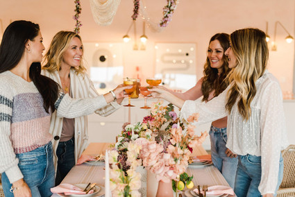 Coral and peach Galentine's party at Festoon LA