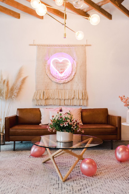 Coral and peach Galentine's party at Festoon LA