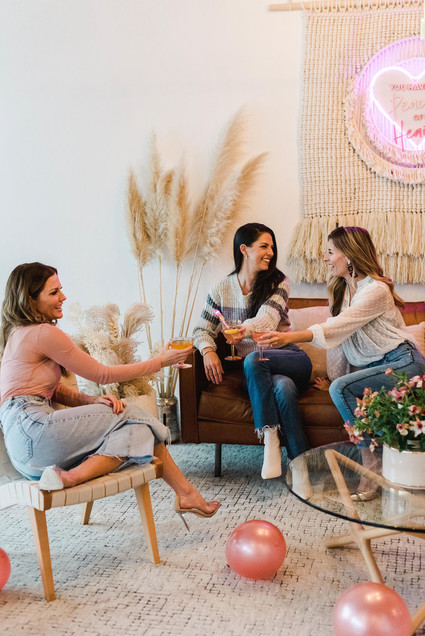 Coral and peach Galentine's party at Festoon LA