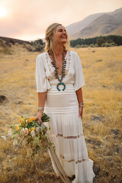 This bohemian elopement will have you dreaming of a laid back river trip Wedding Inspiration