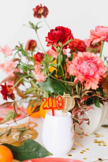 Lunar New Year kids party with red and gold details