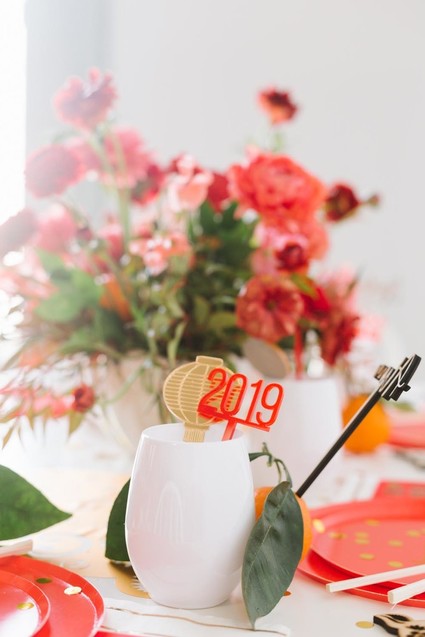 Lunar New Year kids party with red and gold details