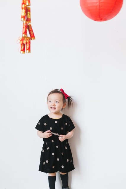 Lunar New Year kids party with red and gold details