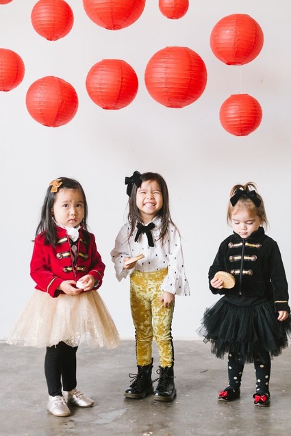 Lunar New Year kids party with red and gold details