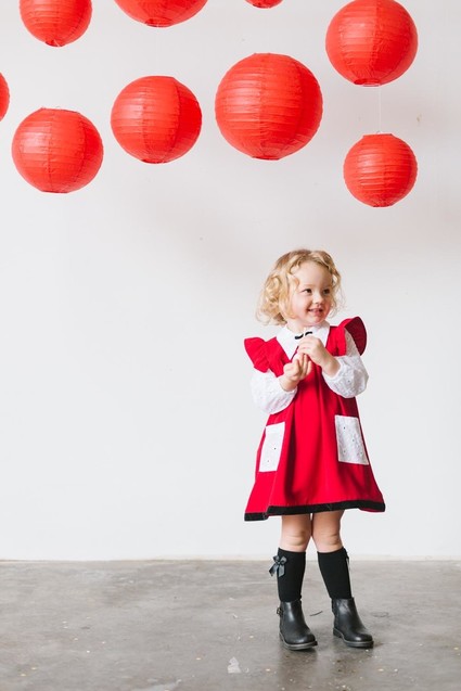 Lunar New Year kids party with red and gold details