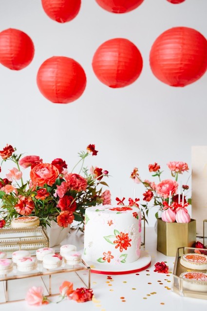 Lunar New Year kids party with red and gold details