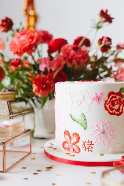 Lunar New Year kids party with red and gold details