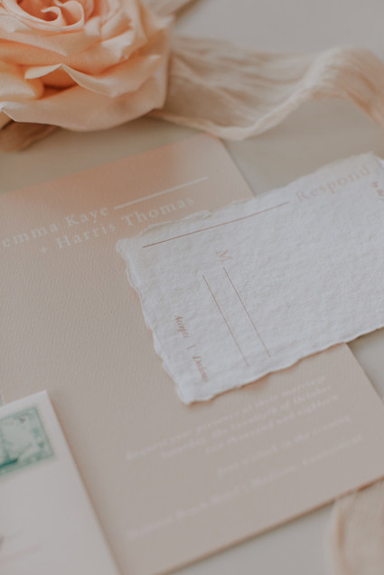 blush and pale mint wedding invitations