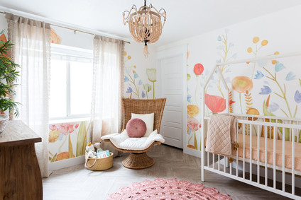 Cara Loren's floral feminine girl's nursery with Lulu & Georgia Inspiration