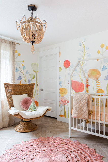 Cara Loren's floral feminine girl's nursery with Lulu & Georgia