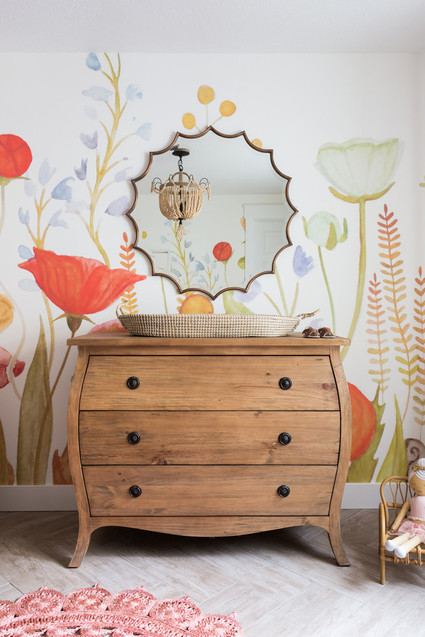 Cara Loren's floral feminine girl's nursery with Lulu & Georgia Inspiration
