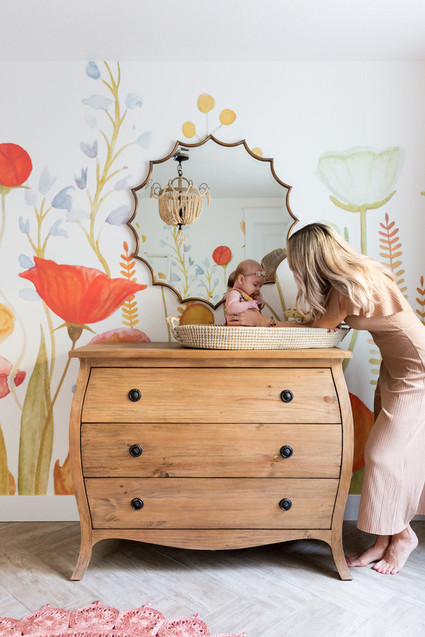 Cara Loren's floral feminine girl's nursery with Lulu & Georgia
