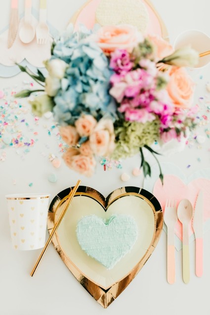 Pastel and gold Valentine's Day party Inspiration