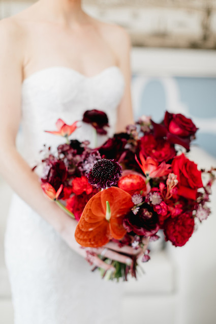 modern red bridal bouquet