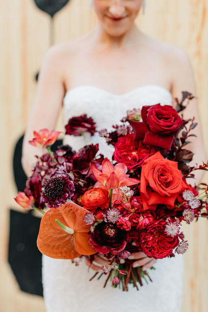 modern red bridal bouquet