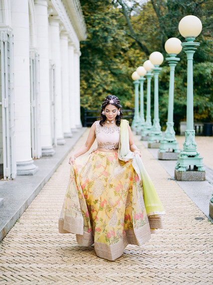 Pastel indian bridal editorial at the Prospect Park boathouse