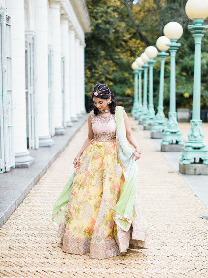 Pastel indian bridal editorial at the Prospect Park boathouse