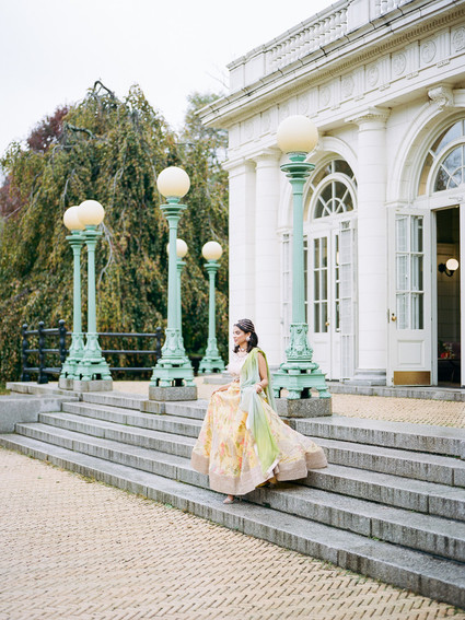 Pastel indian bridal editorial at the Prospect Park boathouse