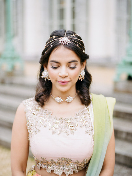 Pastel indian bridal editorial at the Prospect Park boathouse