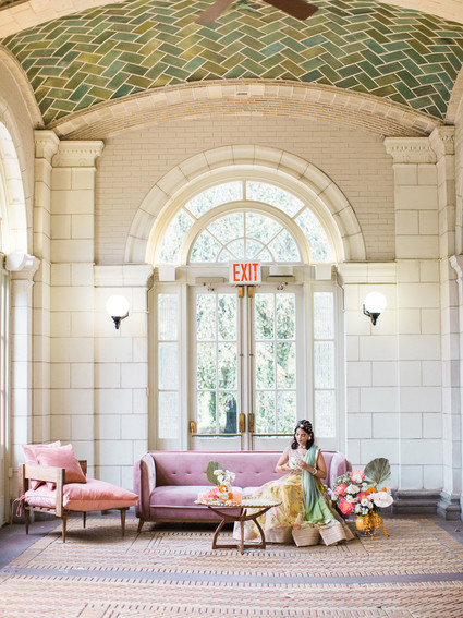 Pastel indian bridal editorial at the Prospect Park boathouse