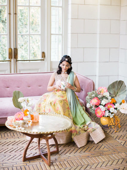 Pastel indian bridal editorial at the Prospect Park boathouse