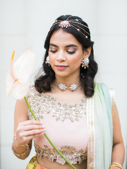 Pastel indian bridal editorial at the Prospect Park boathouse