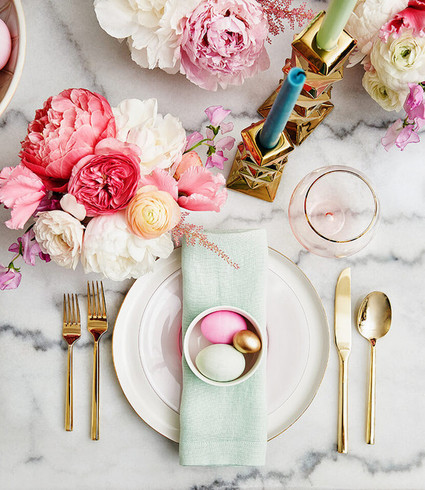 and elegant place setting for spring and easter