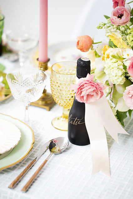 spring champagne escort card ideas