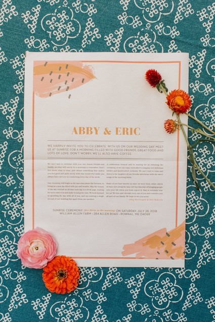 whimsical morning paper inspired wedding invites
