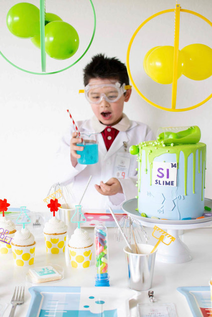 Modern mad scientist themed birthday party ideas